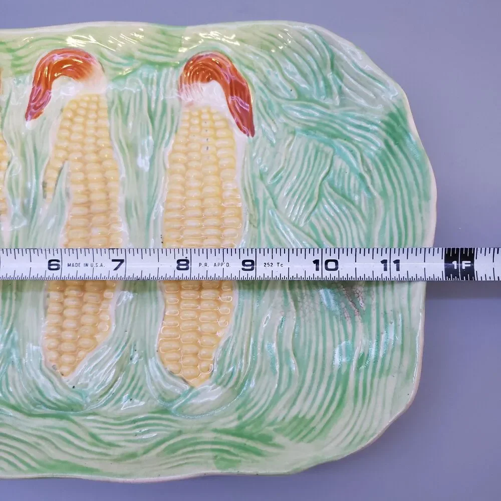 Vintage Corn on the Cob Platter & 3 Plates Ceramic Veggie MCM The Kinade Japan