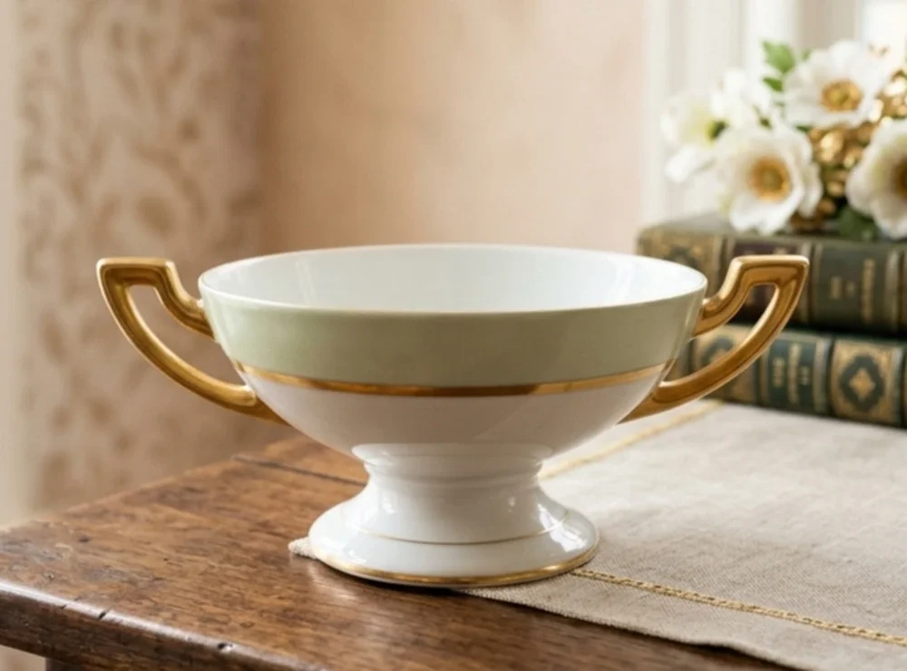Vtg Tirschenreuth Bavaria Clyde Green Oval Vegetable 12