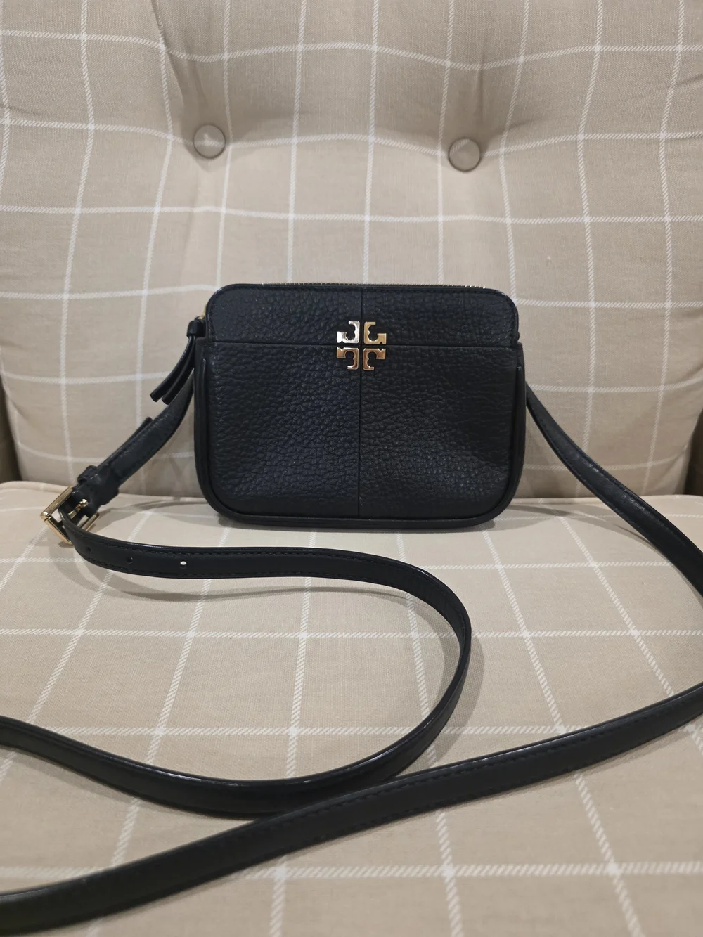 Tory Burch Black Pebbled Leather Crossbody Bag - Like NEW